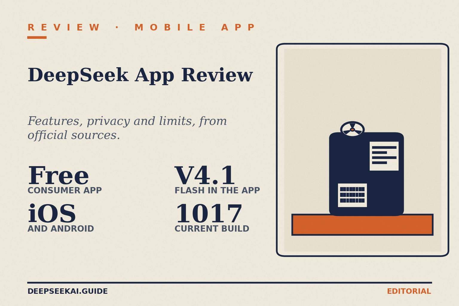 Title card for the DeepSeek App Review: a free consumer app on iOS and Android that runs V4.1-Flash, current build 1017 (17 Oct 2026 update).