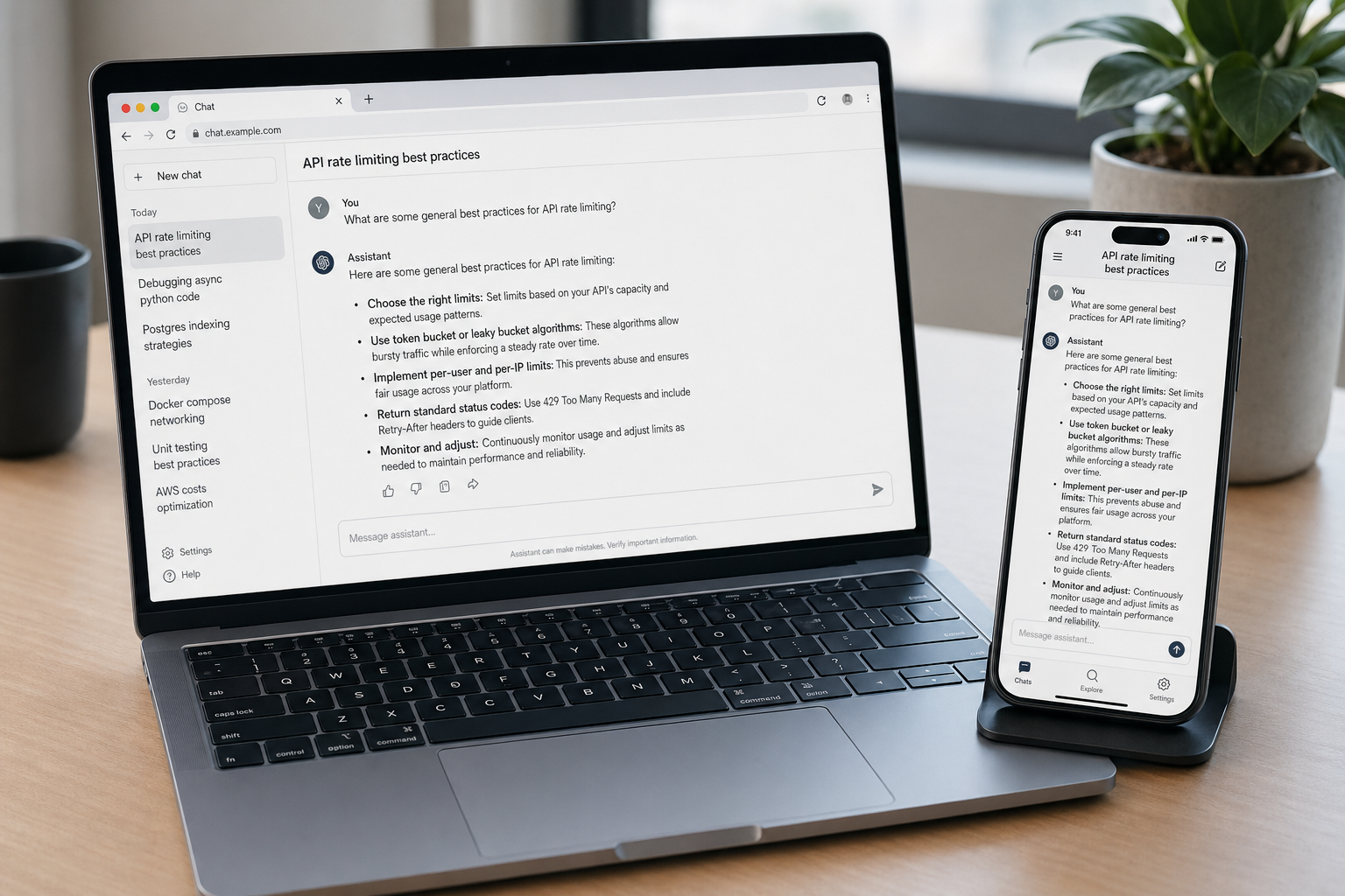 Laptop browser and smartphone app side by side showing DeepSeek across both surfaces in 2026