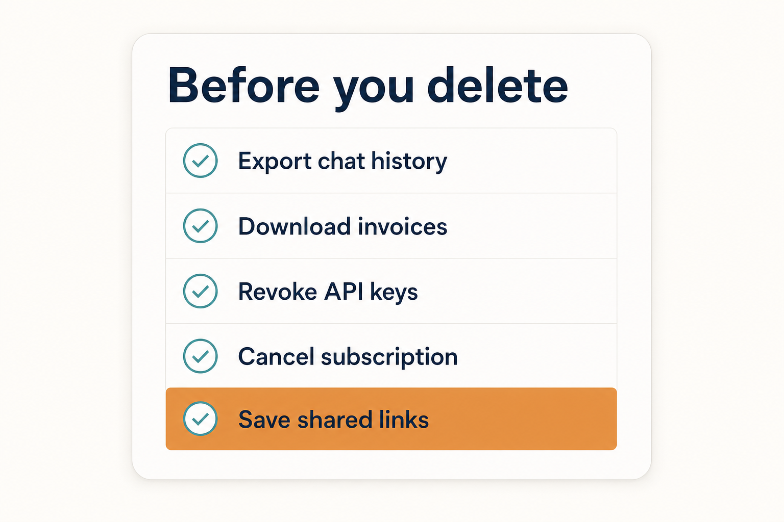 DeepSeek delete account — pre-flight checklist Pre-flight checklist of five things to export and revoke before deleting a DeepSeek account