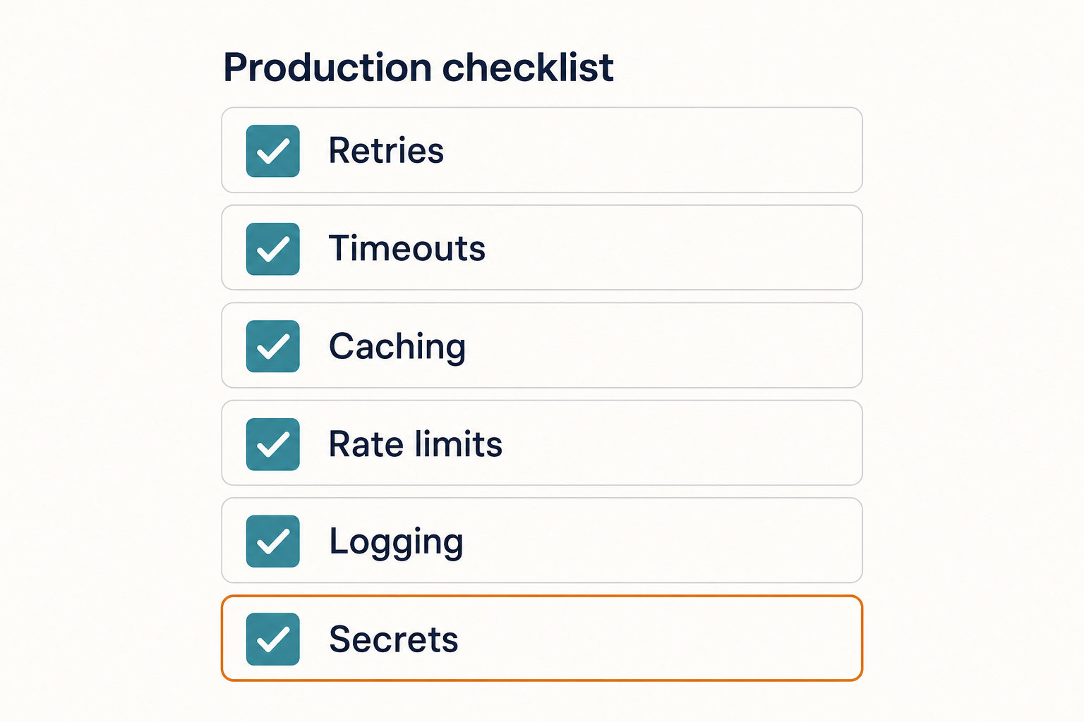 Infographic checklist of DeepSeek API production best practices including retries, timeouts, caching, and secrets