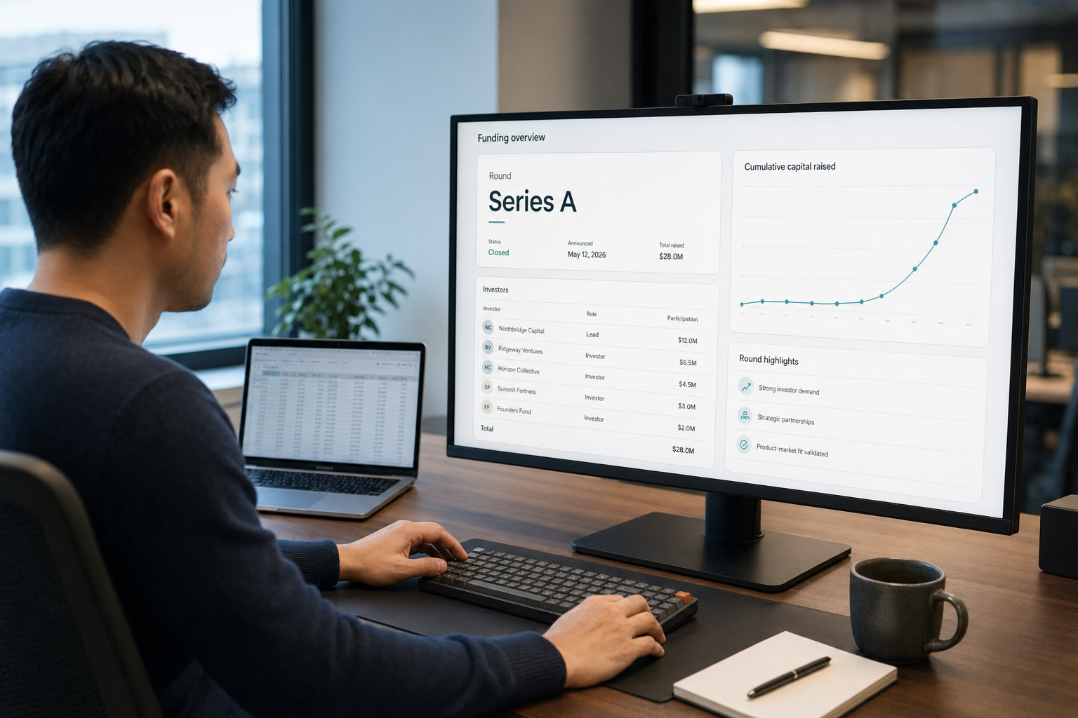 Financial analyst at a modern dashboard reviewing the DeepSeek $300M funding round details